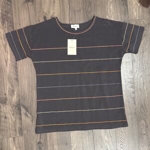 Bohme Charcoal Tee with Multicolor Stitching